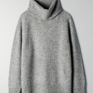 Aritzia Oversized Grey Wool Turtleneck Sweater
